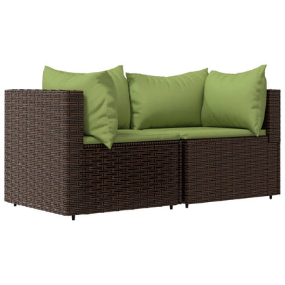 Divani Angolari da Giardino con Cuscini 2pz Polyrattan Marrone - homemem39