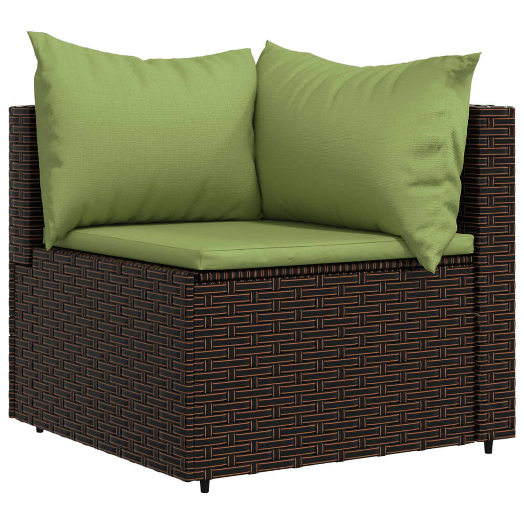 Set Mobili da Giardino 3 pz con Cuscini in Polyrattan Marrone - homemem39