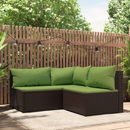 Set Mobili da Giardino 3 pz con Cuscini in Polyrattan Marrone - homemem39