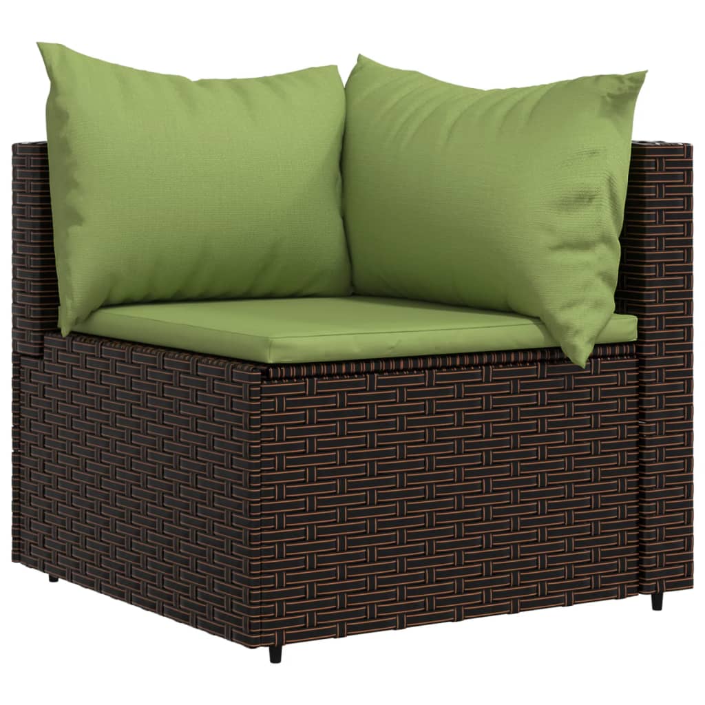 Set Mobili da Giardino 4 pz con Cuscini in Polyrattan Marrone - homemem39