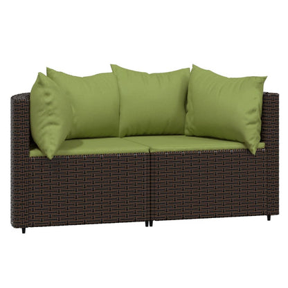 Divani Angolari da Giardino con Cuscini 2pz Polyrattan Marrone - homemem39