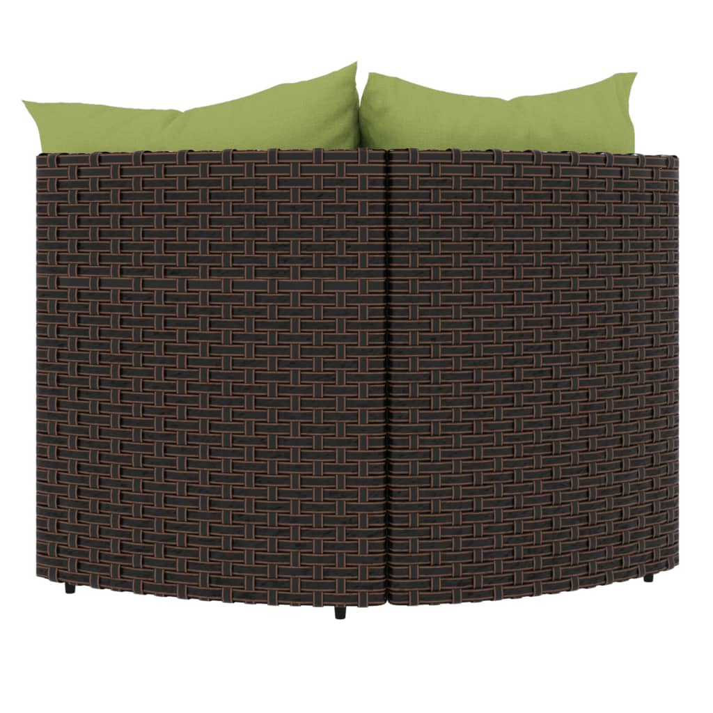 Divani Angolari da Giardino con Cuscini 2pz Polyrattan Marrone - homemem39