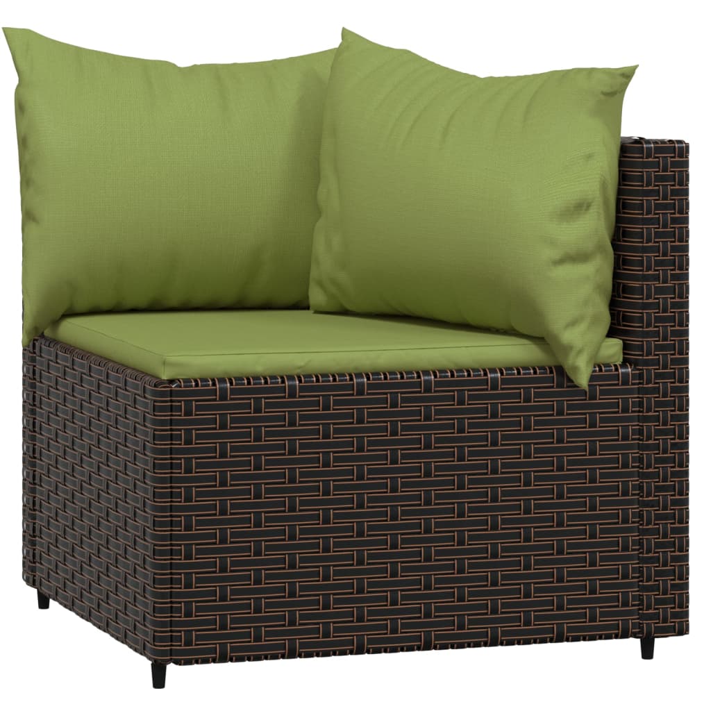 Divani Angolari da Giardino con Cuscini 2pz Polyrattan Marrone - homemem39