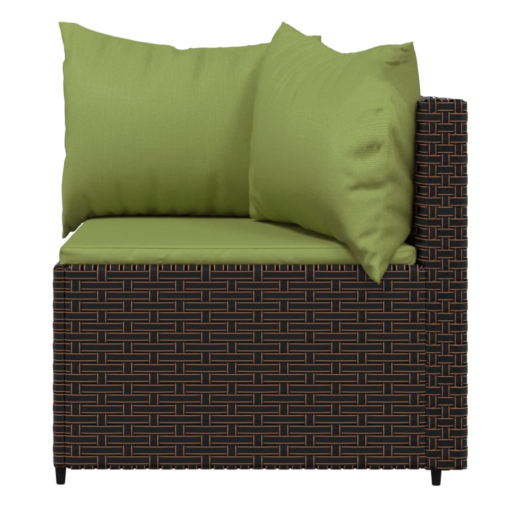 Divani Angolari da Giardino con Cuscini 2pz Polyrattan Marrone - homemem39