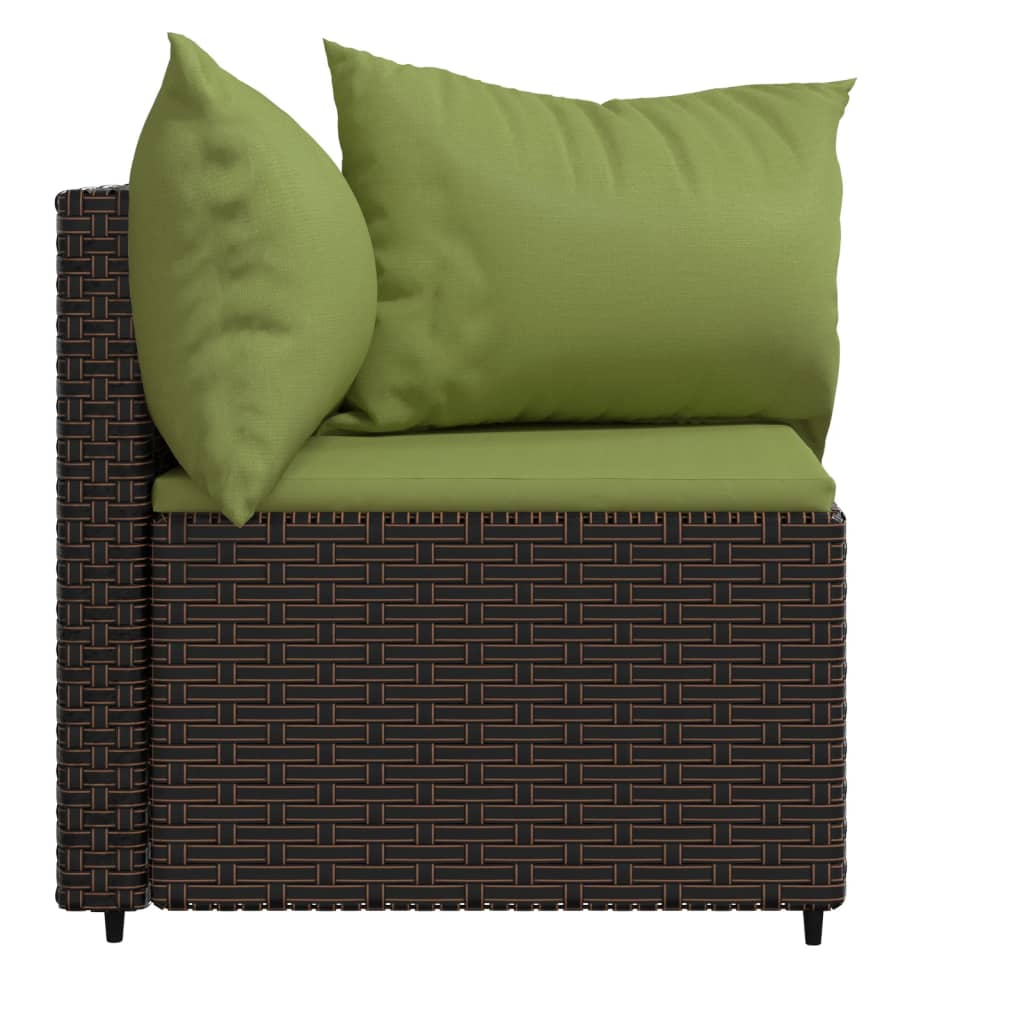 Divani Angolari da Giardino con Cuscini 2pz Polyrattan Marrone - homemem39