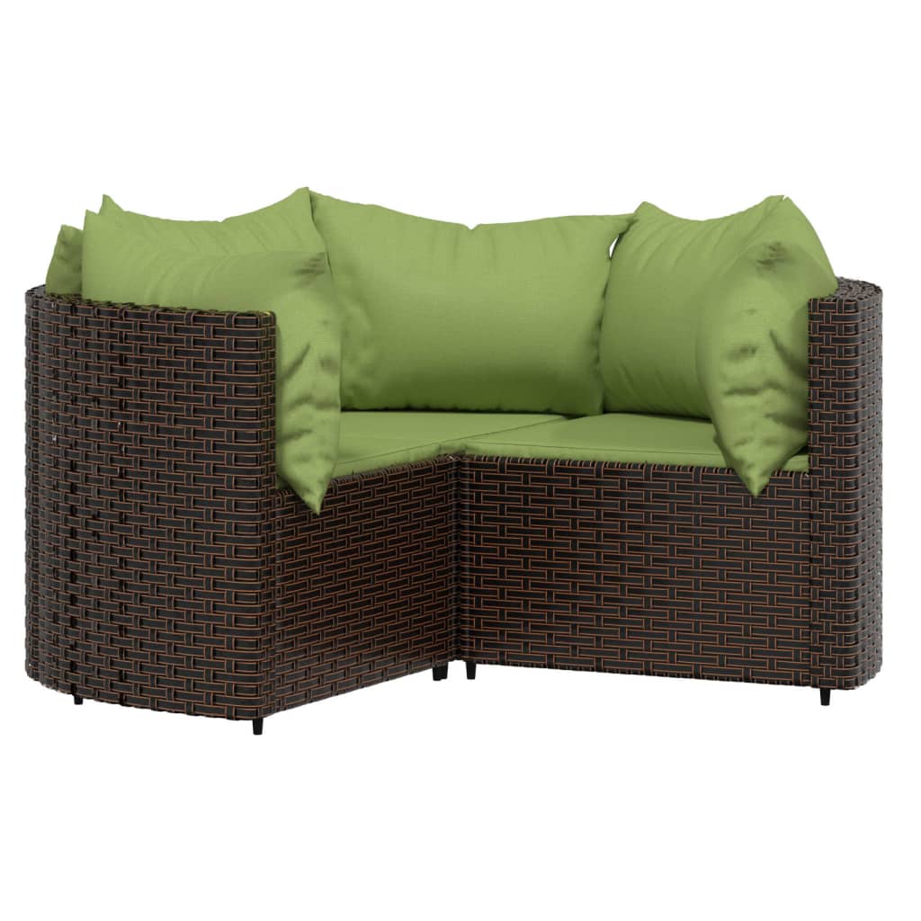 Set Mobili da Giardino 4 pz con Cuscini in Polyrattan Marrone - homemem39