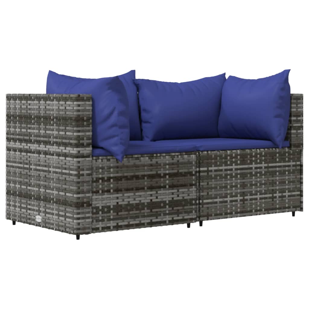 Set Divani da Giardino 3 pz con Cuscini in Polyrattan Grigio - homemem39