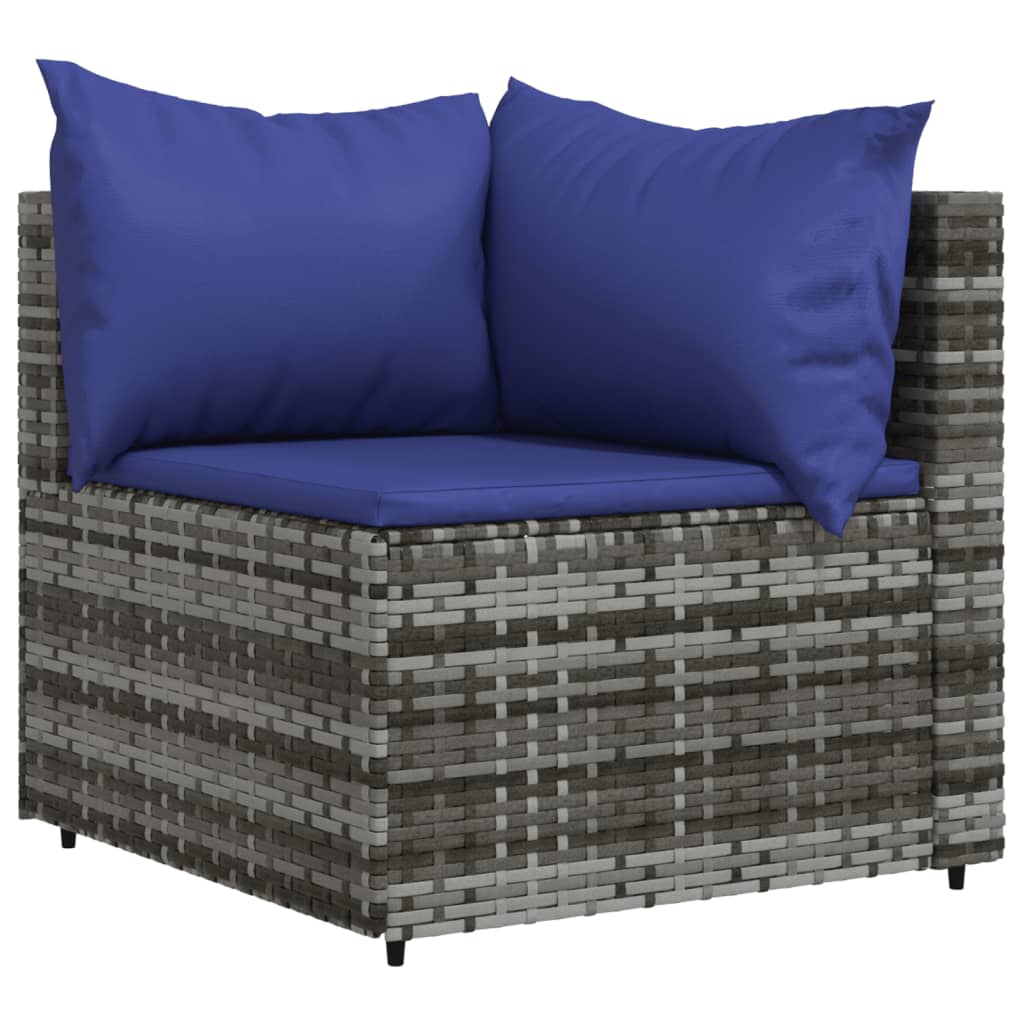 Set Divani da Giardino 3 pz con Cuscini in Polyrattan Grigio - homemem39