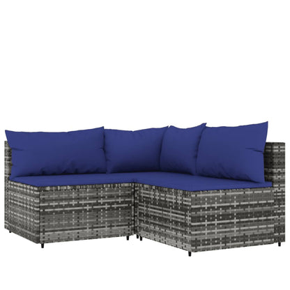 Set Divani da Giardino 4 pz con Cuscini in Polyrattan Grigio - homemem39