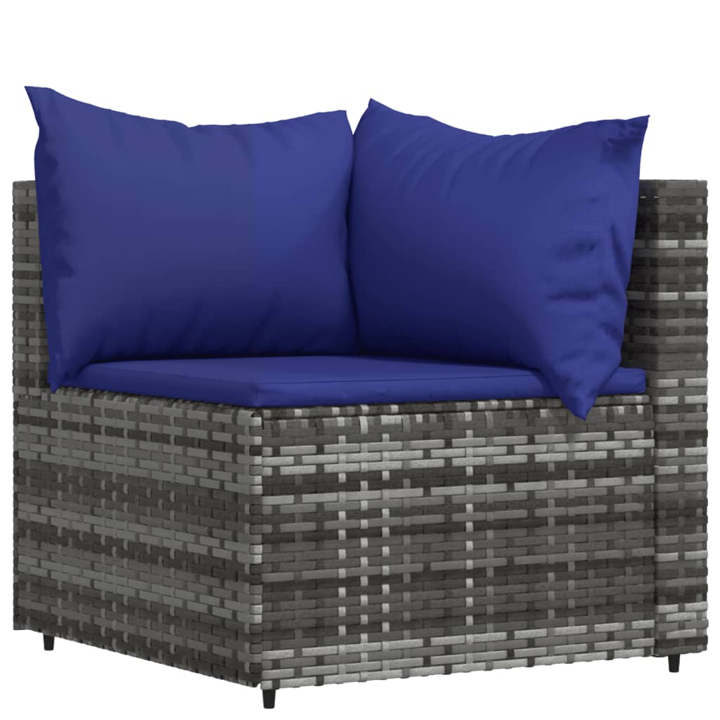 Set Divani da Giardino 4 pz con Cuscini in Polyrattan Grigio - homemem39