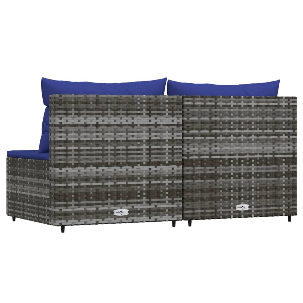 Divani Centrali da Giardino con Cuscini 2pz Polyrattan Grigio - homemem39