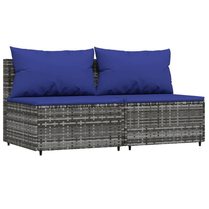 Set Divani da Giardino 3 pz con Cuscini in Polyrattan Grigio - homemem39