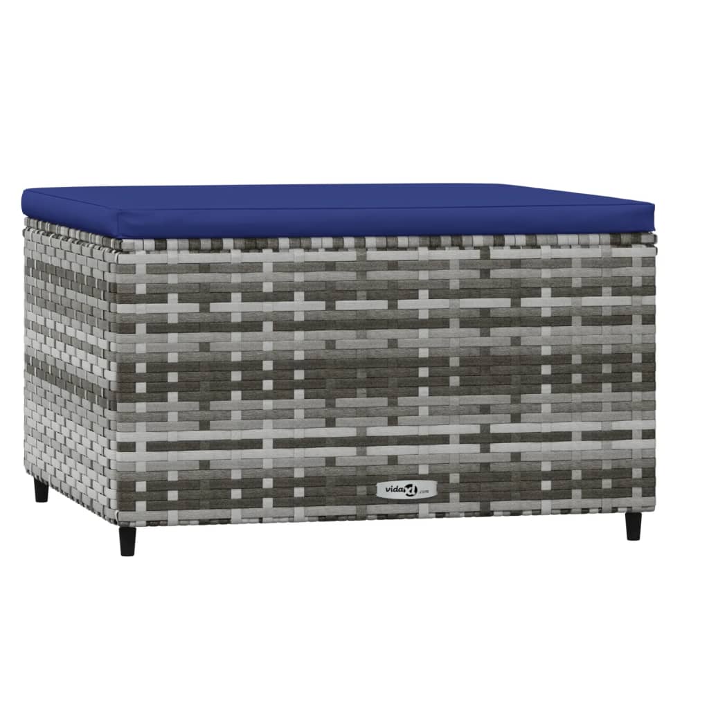 Poggiapiedi da Giardino con Cuscini 2 pz in Polyrattan Grigio - homemem39