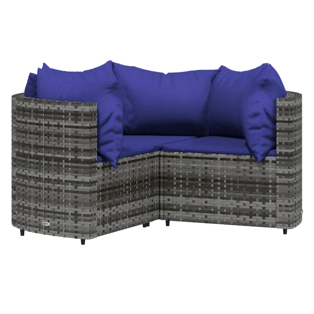 Set Divani da Giardino 4 pz con Cuscini in Polyrattan Grigio - homemem39