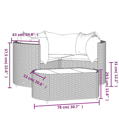 Set Divani da Giardino 4 pz con Cuscini in Polyrattan Grigio - homemem39