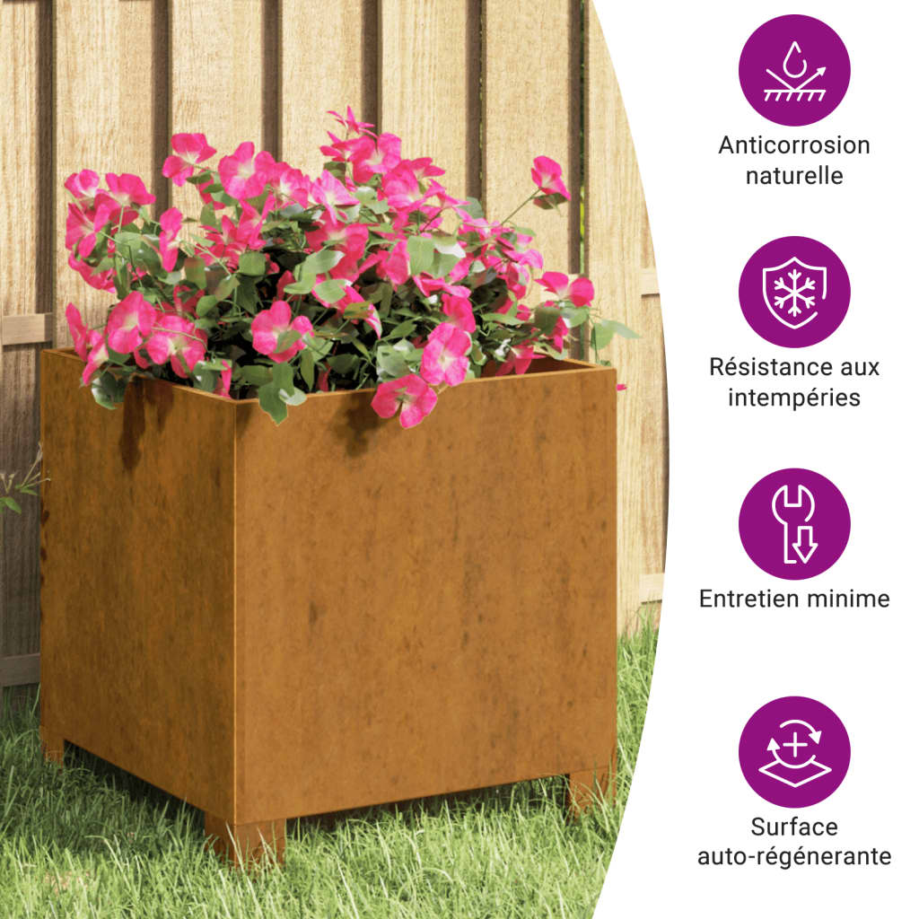 Fioriera con Gambe Ruggine 32x30x33 cm Acciaio Corten - homemem39