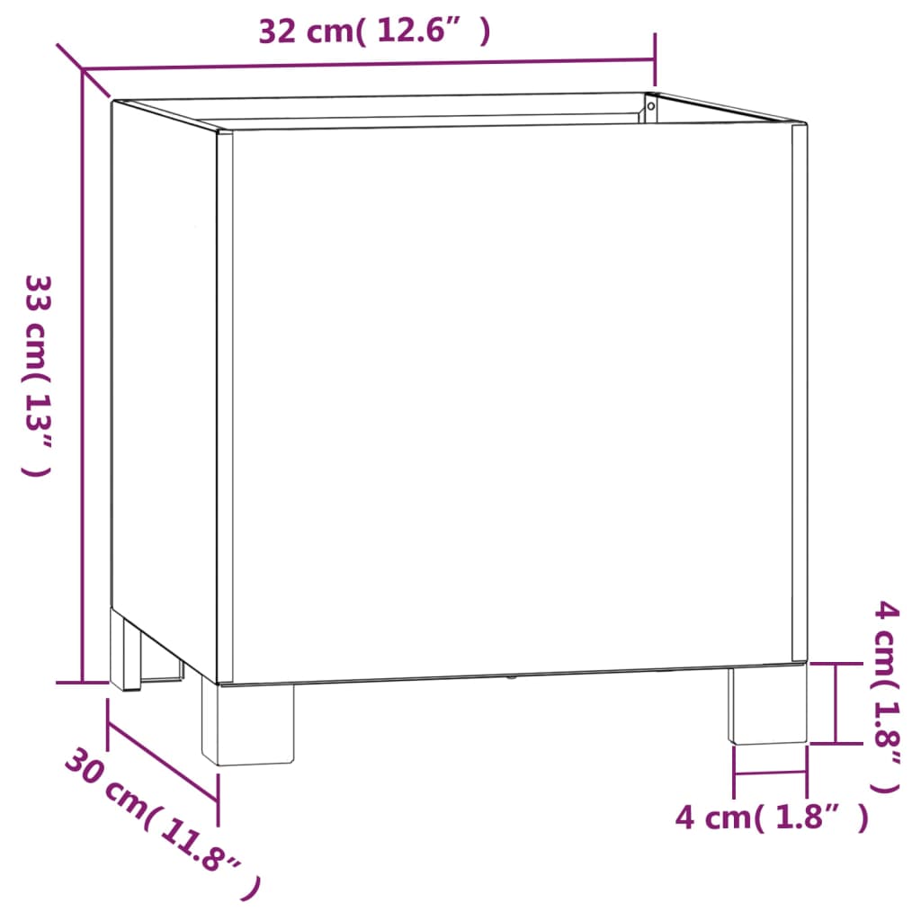 Fioriere con Gambe 2pz Ruggine 32x30x33 cm Acciaio Corten - homemem39