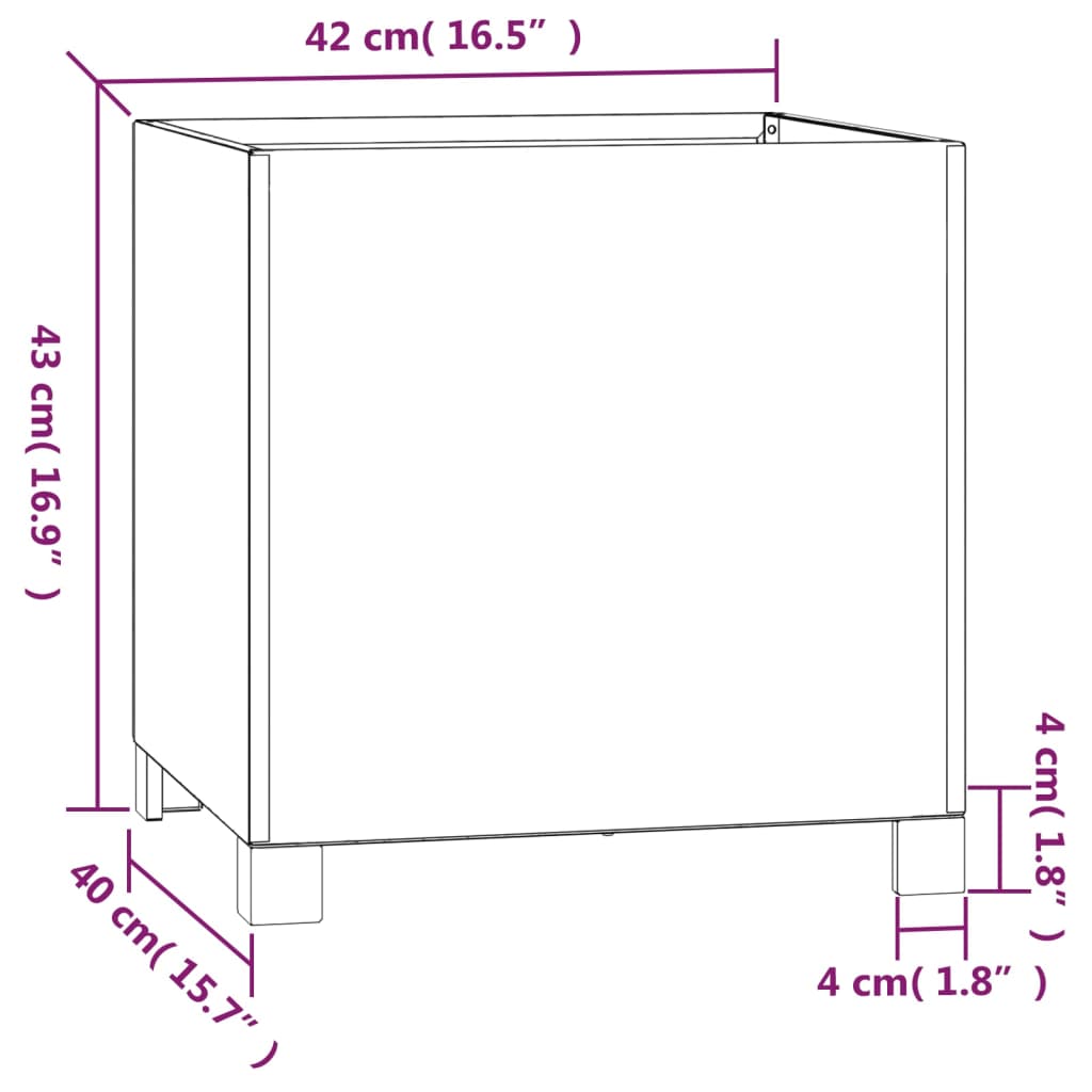 Fioriera con Gambe Ruggine 42x40x43 cm Acciaio Corten - homemem39