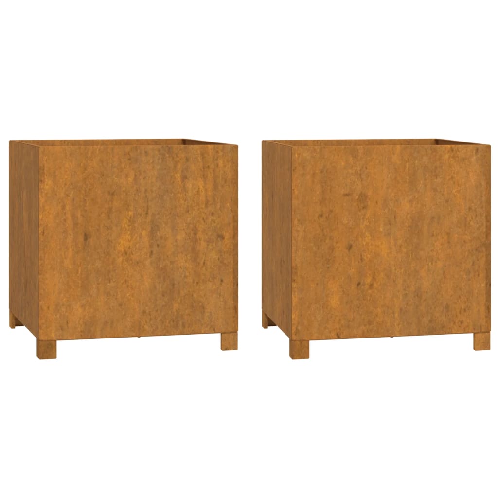 Fioriere con Gambe 2pz Ruggine 49x47x50 cm Acciaio Corten - homemem39