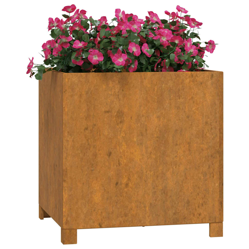 Fioriere con Gambe 2pz Ruggine 49x47x50 cm Acciaio Corten - homemem39