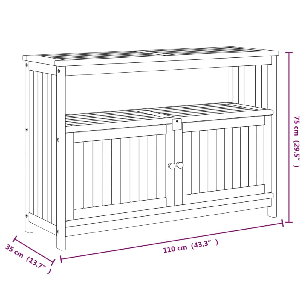 Tavolo Consolle da Giardino 110x35x75 cm Legno Massello Acacia - homemem39