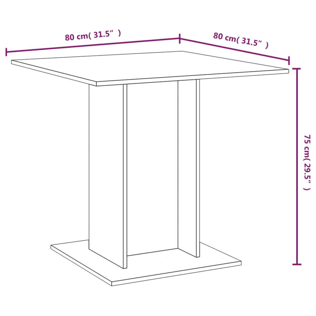 Tavolo da Pranzo Rovere Marrone 80x80x75 cm Legno Multistrato - homemem39