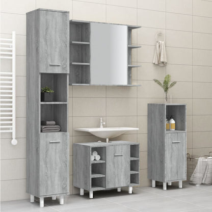 Armadietto Bagno Grigio Sonoma 30x30x179cm in Legno Multistrato - homemem39