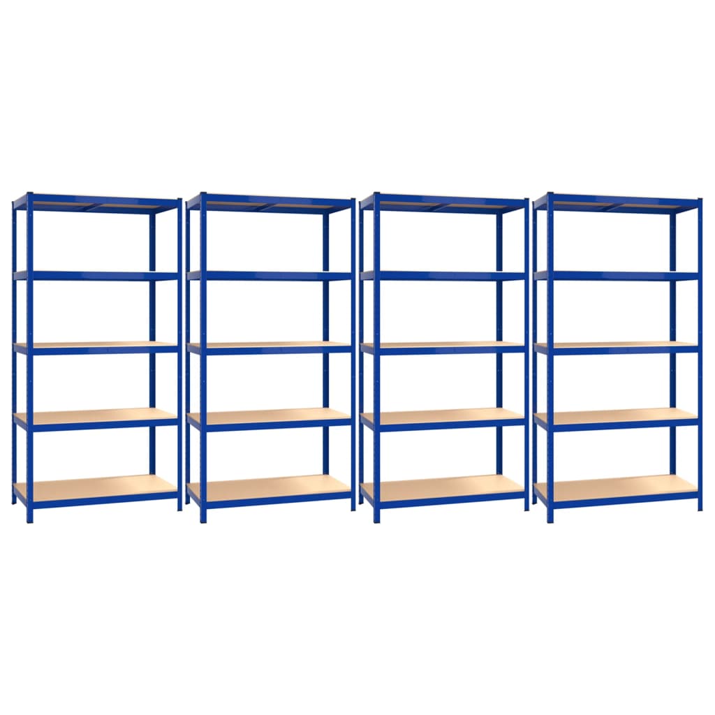 Scaffali a 5 Ripiani 4 pz Blu in Acciaio e Legno Multistrato - homemem39