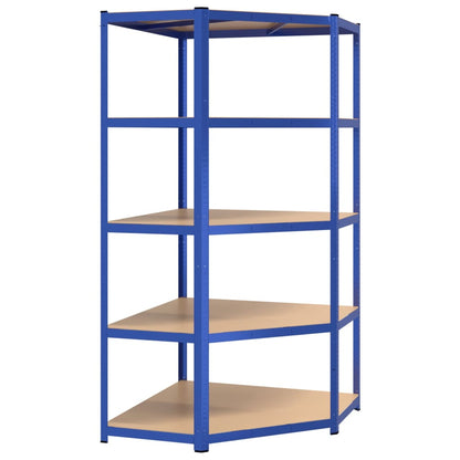 Scaffali a 5 Ripiani 5 pz Blu in Acciaio e Legno Multistrato - homemem39