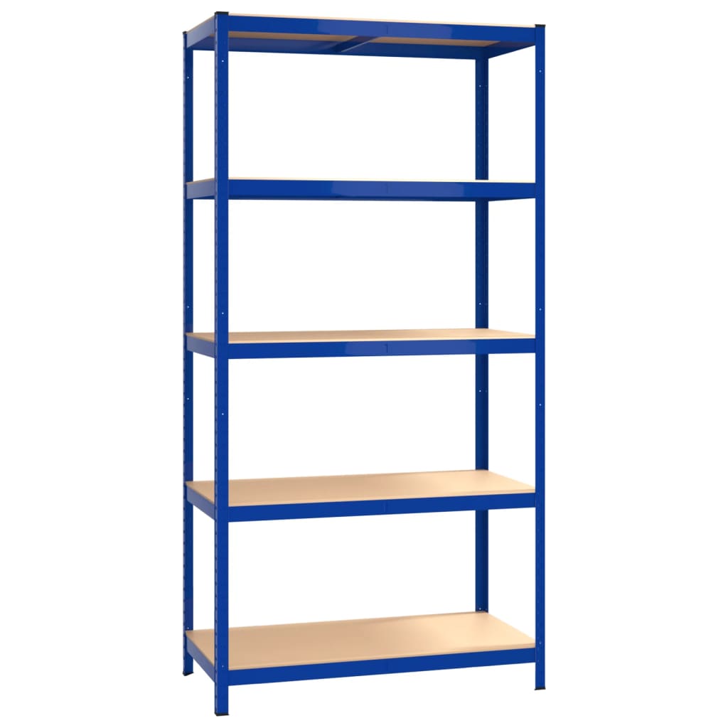 Scaffali a 5 Ripiani 5 pz Blu in Acciaio e Legno Multistrato - homemem39