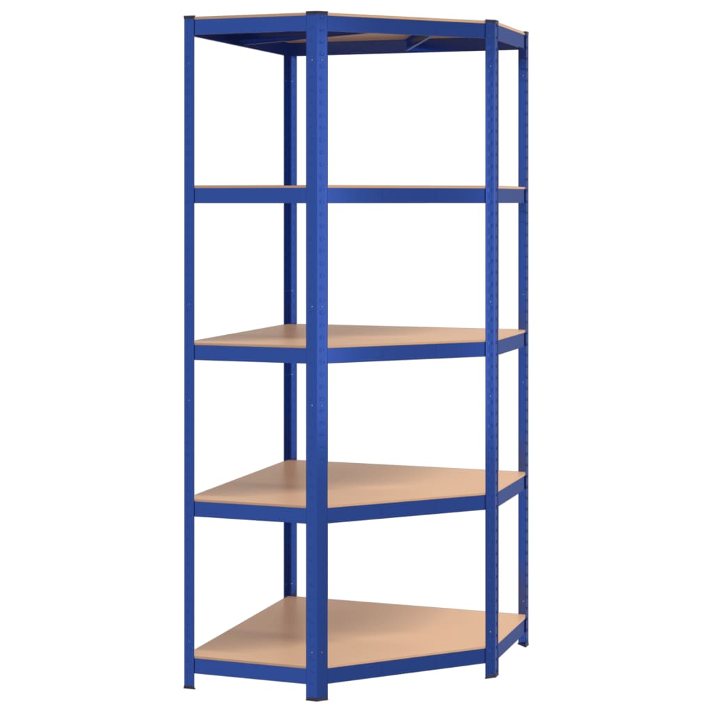 Scaffali a 5 Ripiani 5 pz Blu in Acciaio e Legno Multistrato - homemem39