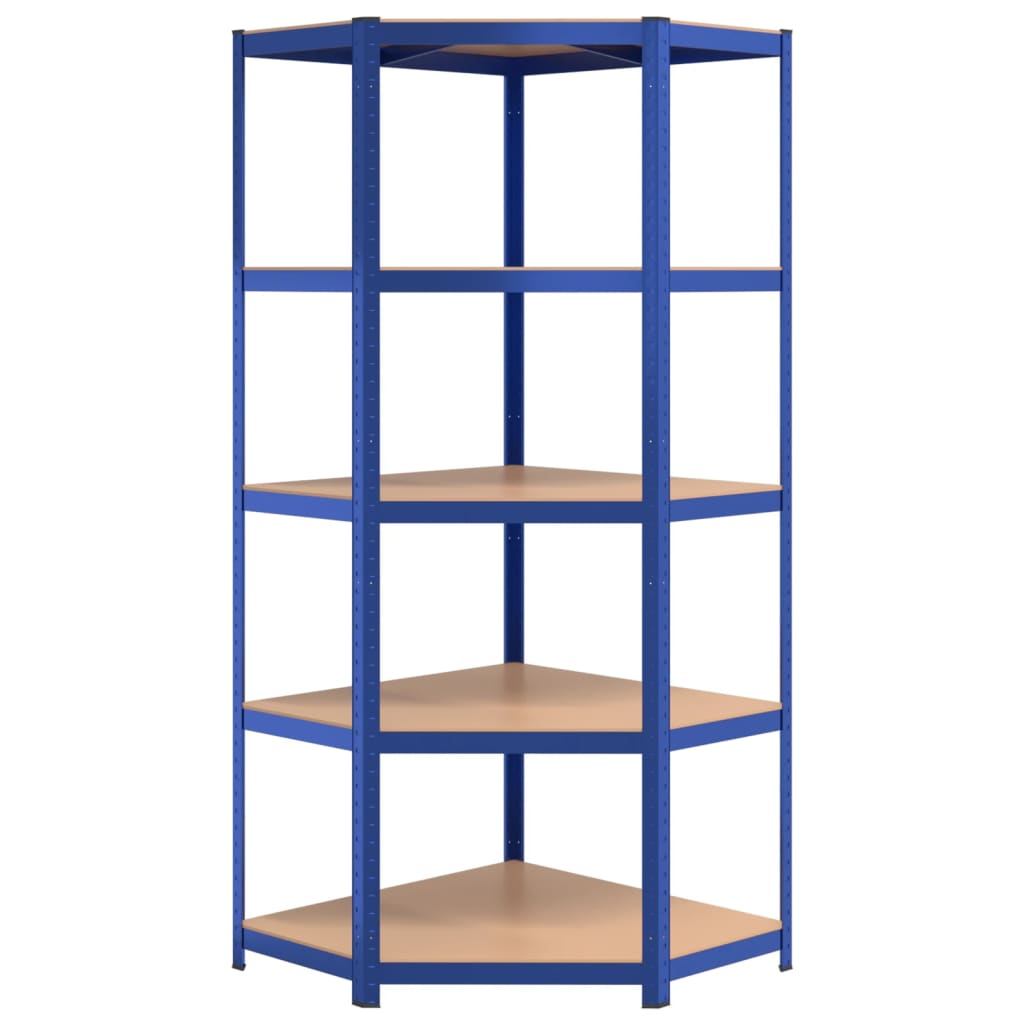 Scaffali a 5 Ripiani 5 pz Blu in Acciaio e Legno Multistrato - homemem39