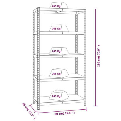 Scaffali Resistenti 5 Ripiani 2pz Grigio Acciaio e Multistrato - homemem39