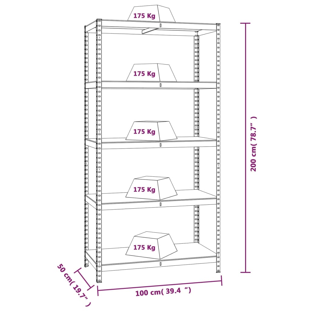 Scaffali a 5 Ripiani 3 pz Blu in Acciaio e Legno Multistrato - homemem39