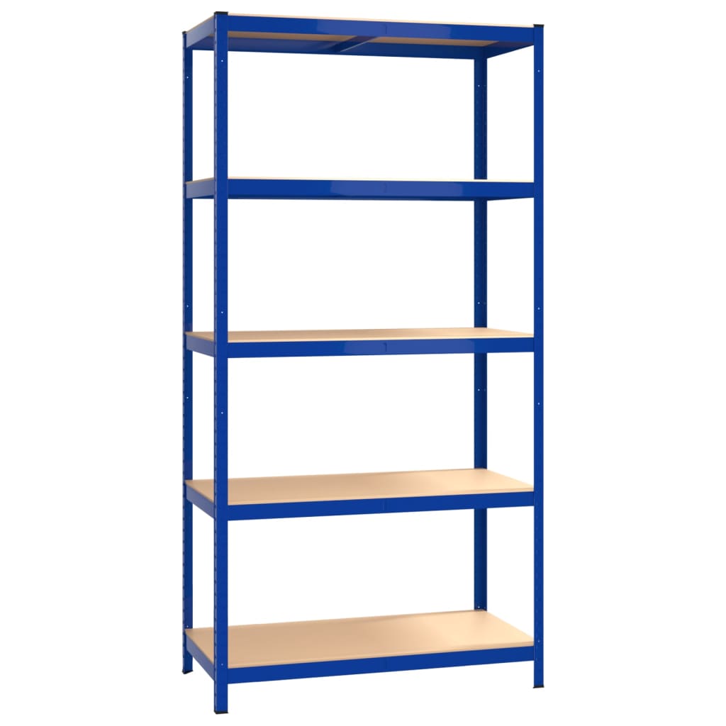 Scaffali a 5 Ripiani 3 pz Blu in Acciaio e Legno Multistrato - homemem39