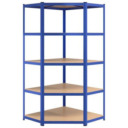 Scaffali a 5 Ripiani 4 pz Blu in Acciaio e Legno Multistrato - homemem39