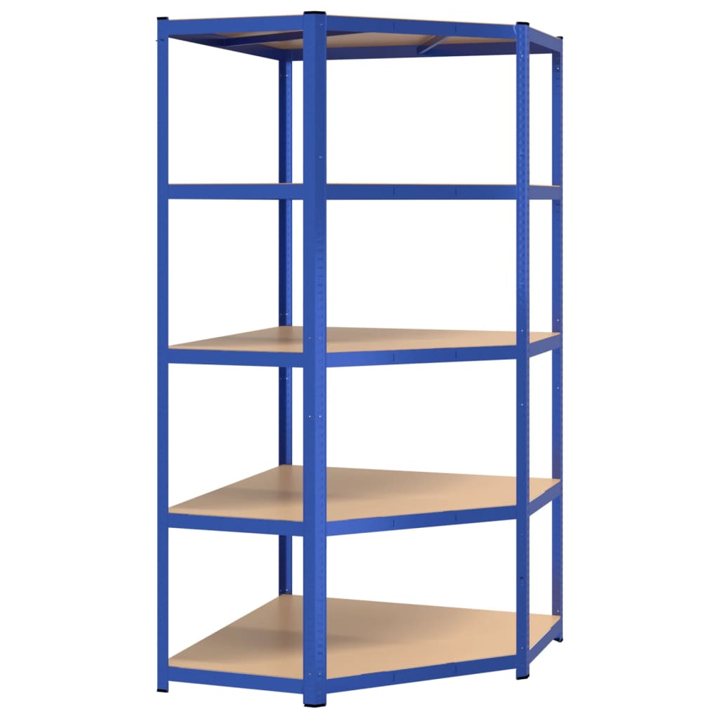 Scaffali a 5 Ripiani 5 pz Blu in Acciaio e Legno Multistrato - homemem39