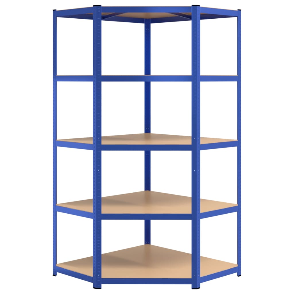 Scaffali a 5 Ripiani 5 pz Blu in Acciaio e Legno Multistrato - homemem39