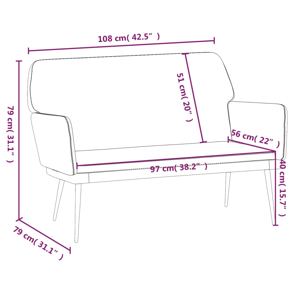 Panca Grigio Chiaro 108x79x79 cm in Velluto - homemem39