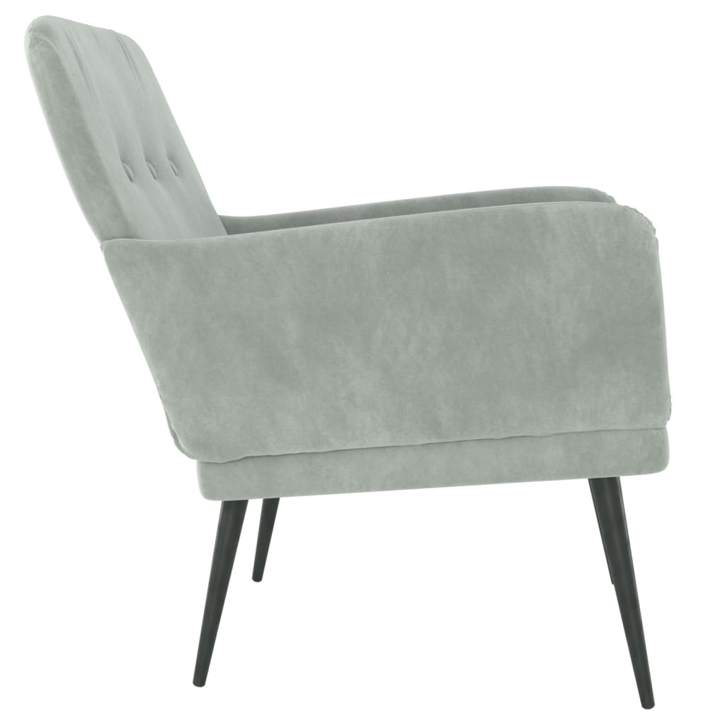 Poltrona Grigio Chiaro 62x79x79 cm Velluto - homemem39