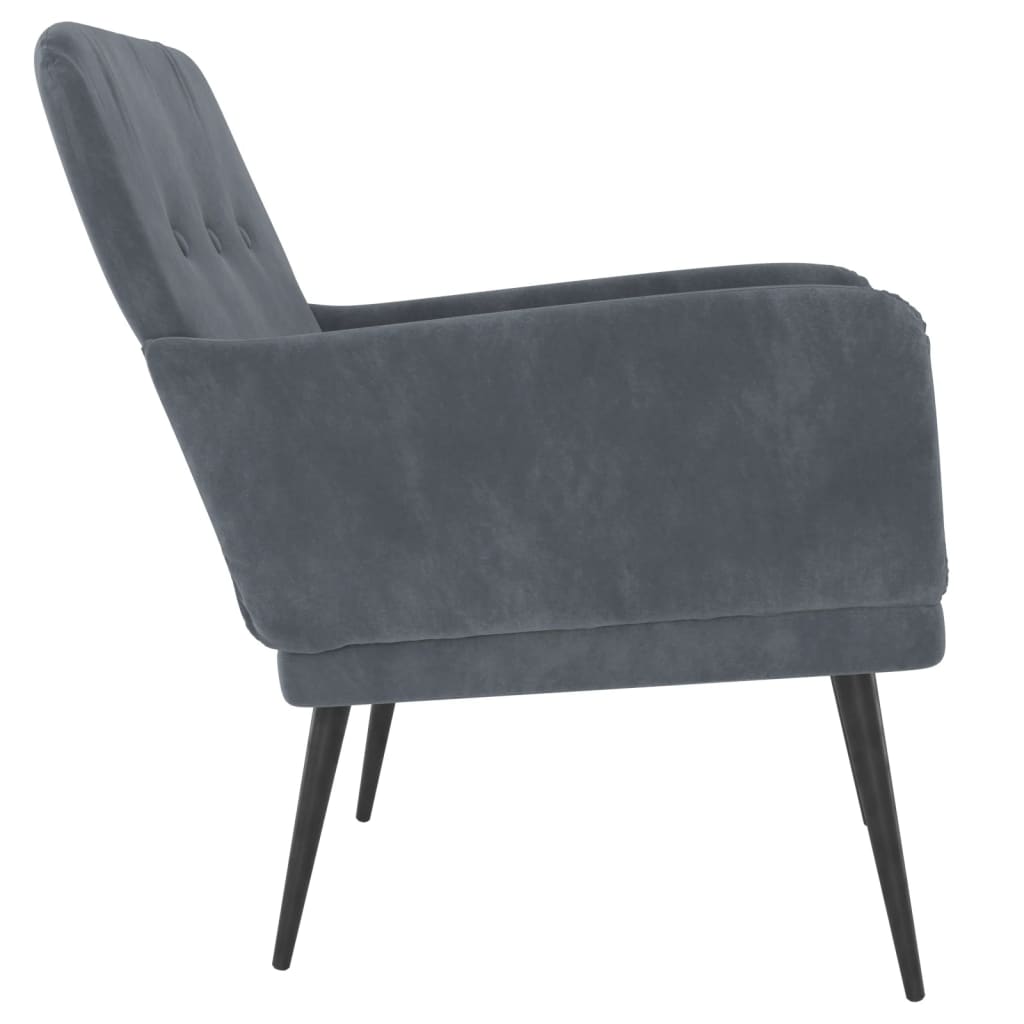 Poltrona Grigio Scuro 62x79x79 cm Velluto - homemem39