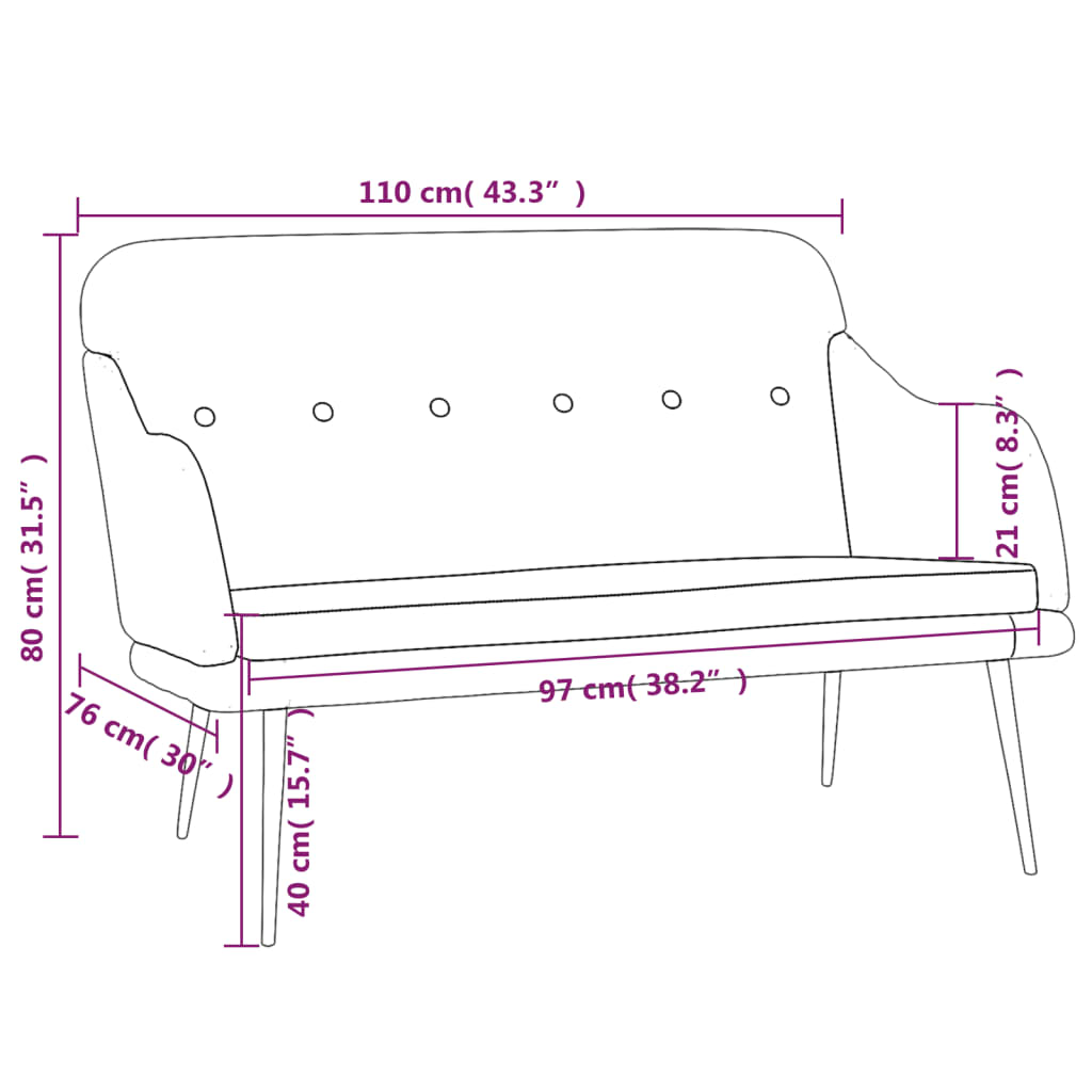 Panca Grigio Chiaro 110x76x80 cm in Tessuto - homemem39