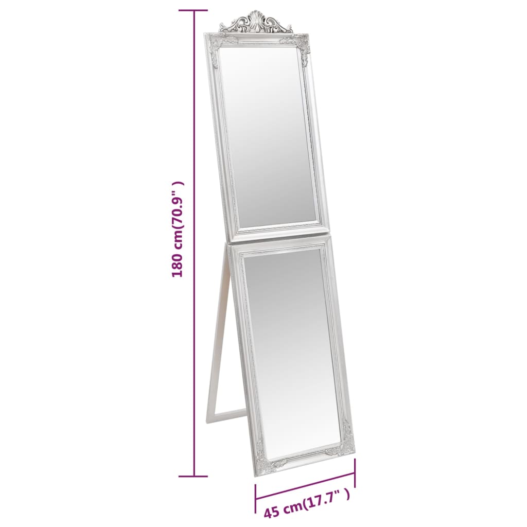 Specchio Autoportante Argento 45x180 cm - homemem39
