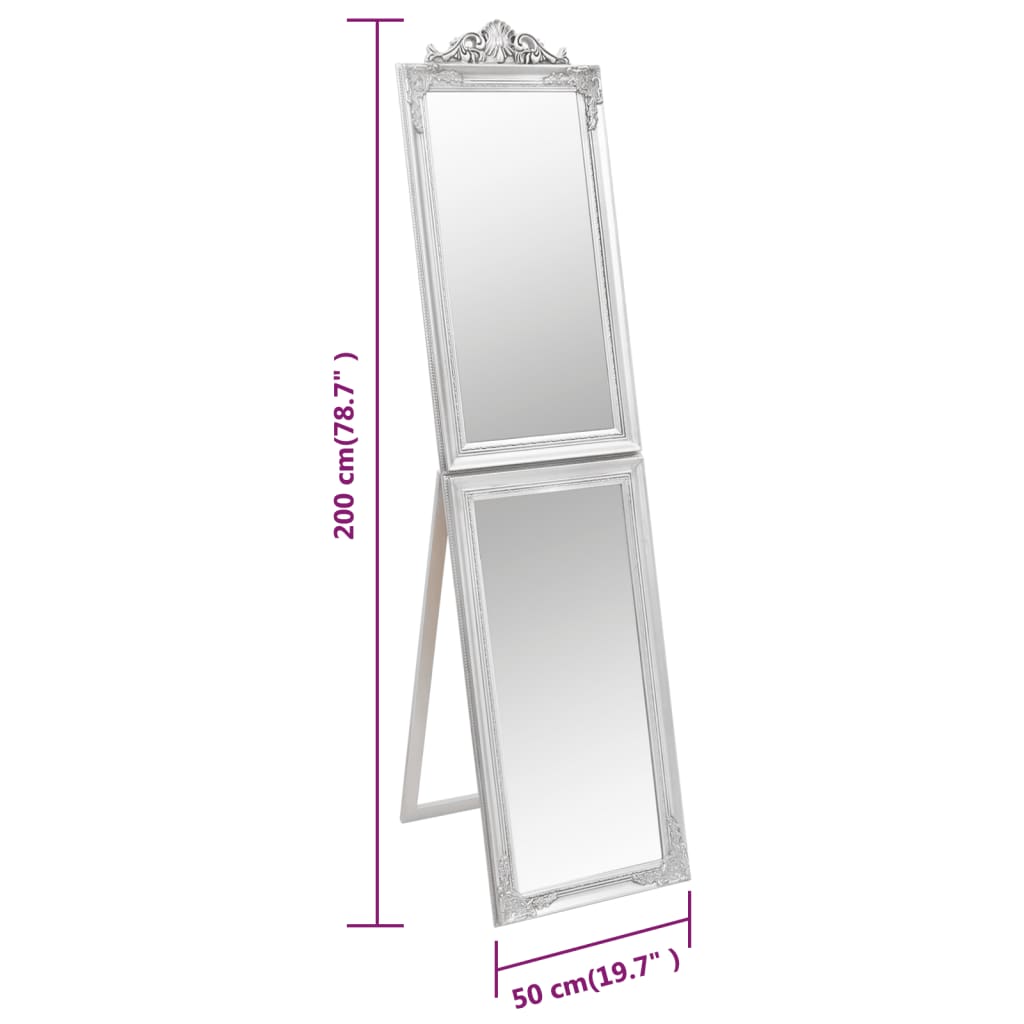 Specchio Autoportante Argento 50x200 cm - homemem39