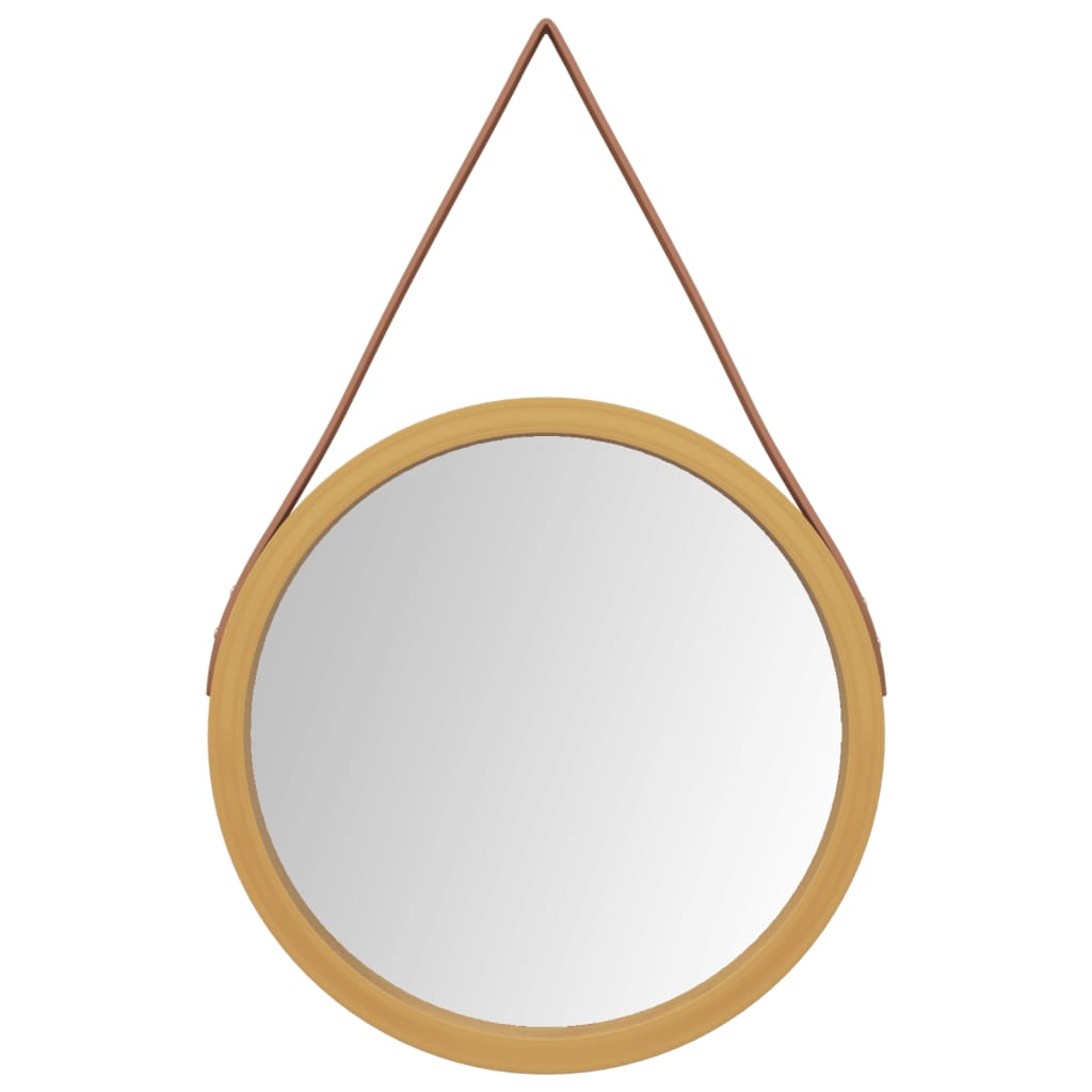 Specchio da Parete con Cinghia Dorato Ø 35 cm - homemem39