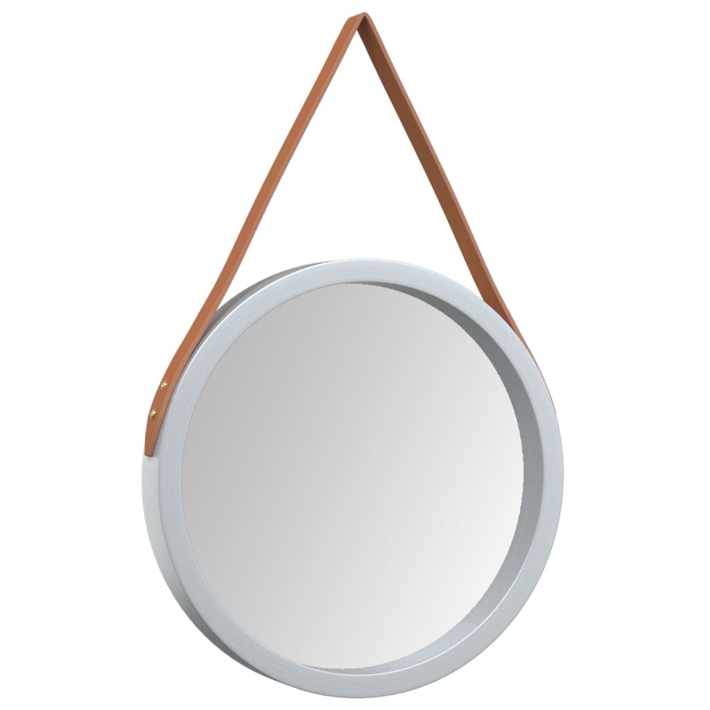 Specchio da Parete con Cinghia Argento Ø 35 cm - homemem39