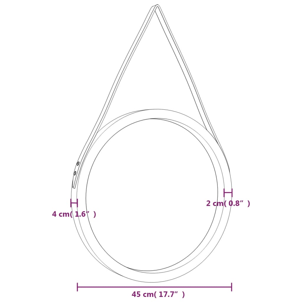 Specchio da Parete con Cinghia Dorato Ø 45 cm - homemem39