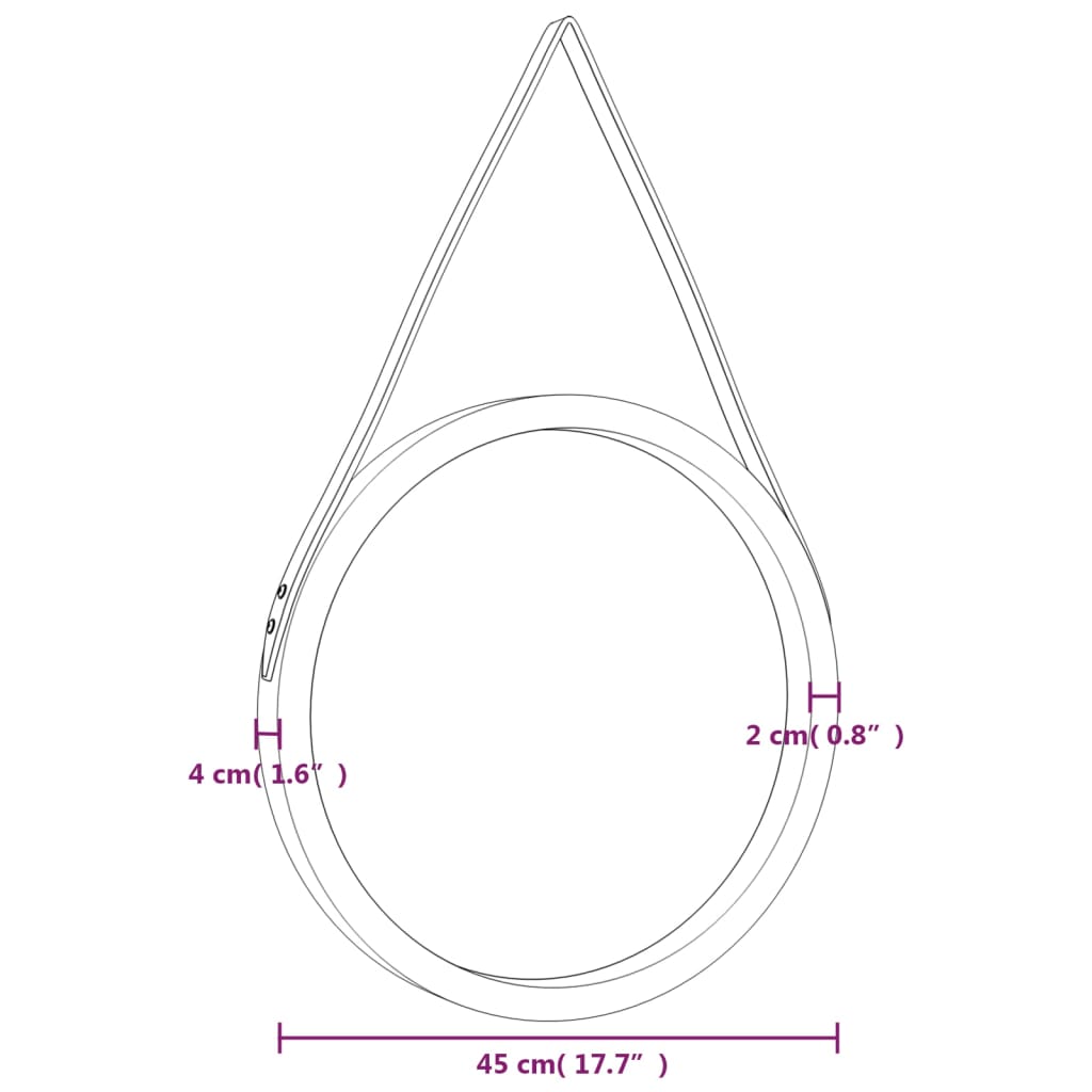 Specchio da Parete con Cinghia Argento Ø 45 cm - homemem39