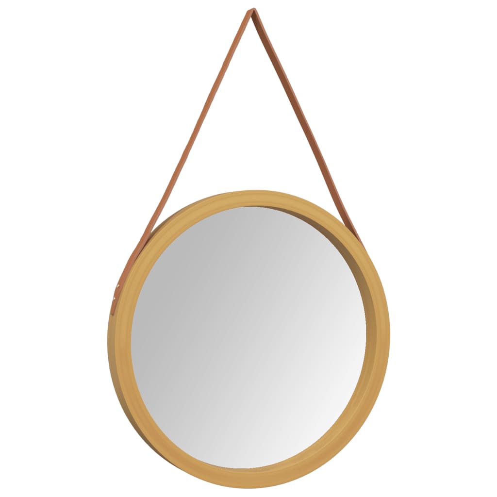 Specchio da Parete con Cinghia Dorato Ø 55 cm - homemem39