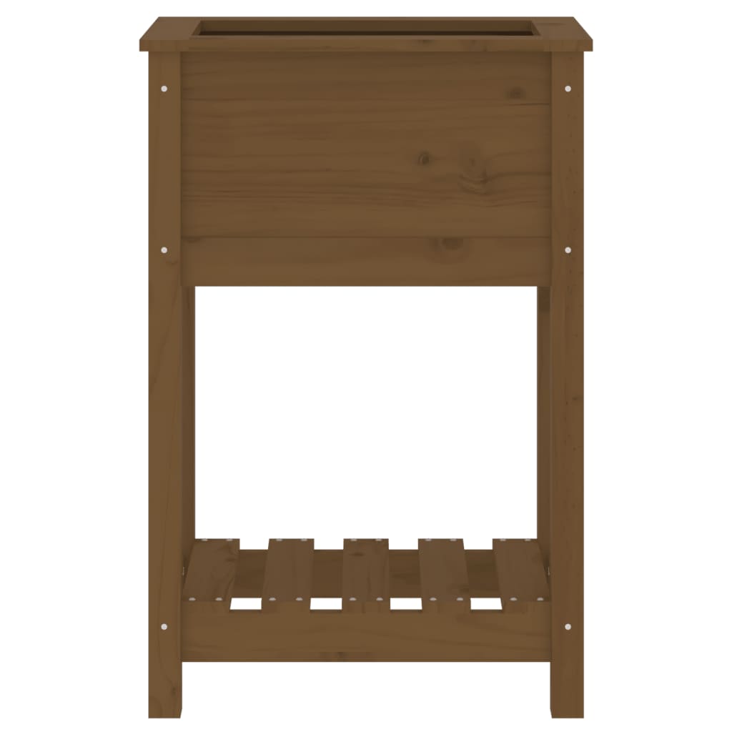 Fioriera con Mensola Miele 54x34,5x81cm Legno Massello di Pino - homemem39